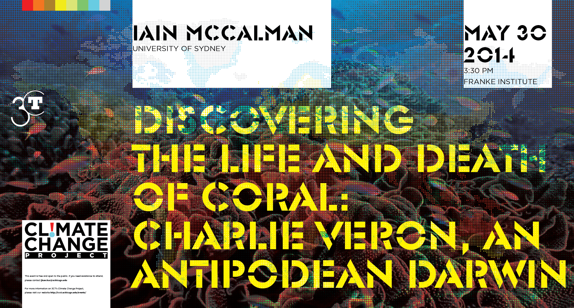 poster for Iain McCalman Climate Change event at the Franke Institute