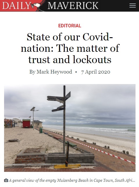 ESSAY: Mark Heywood, “State of our Covid-Nation: The Matter of Trust and Lockouts”