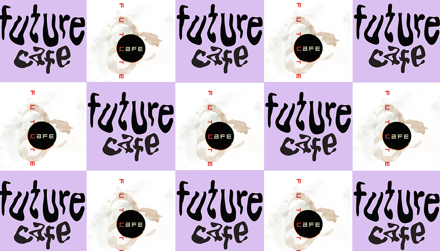 checkerboard collage of two different Future Cafe logos