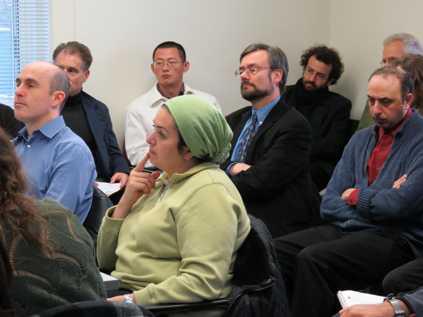 photo of audience listening to Osama Esber lecture at 3CT's Wilder House in 2012