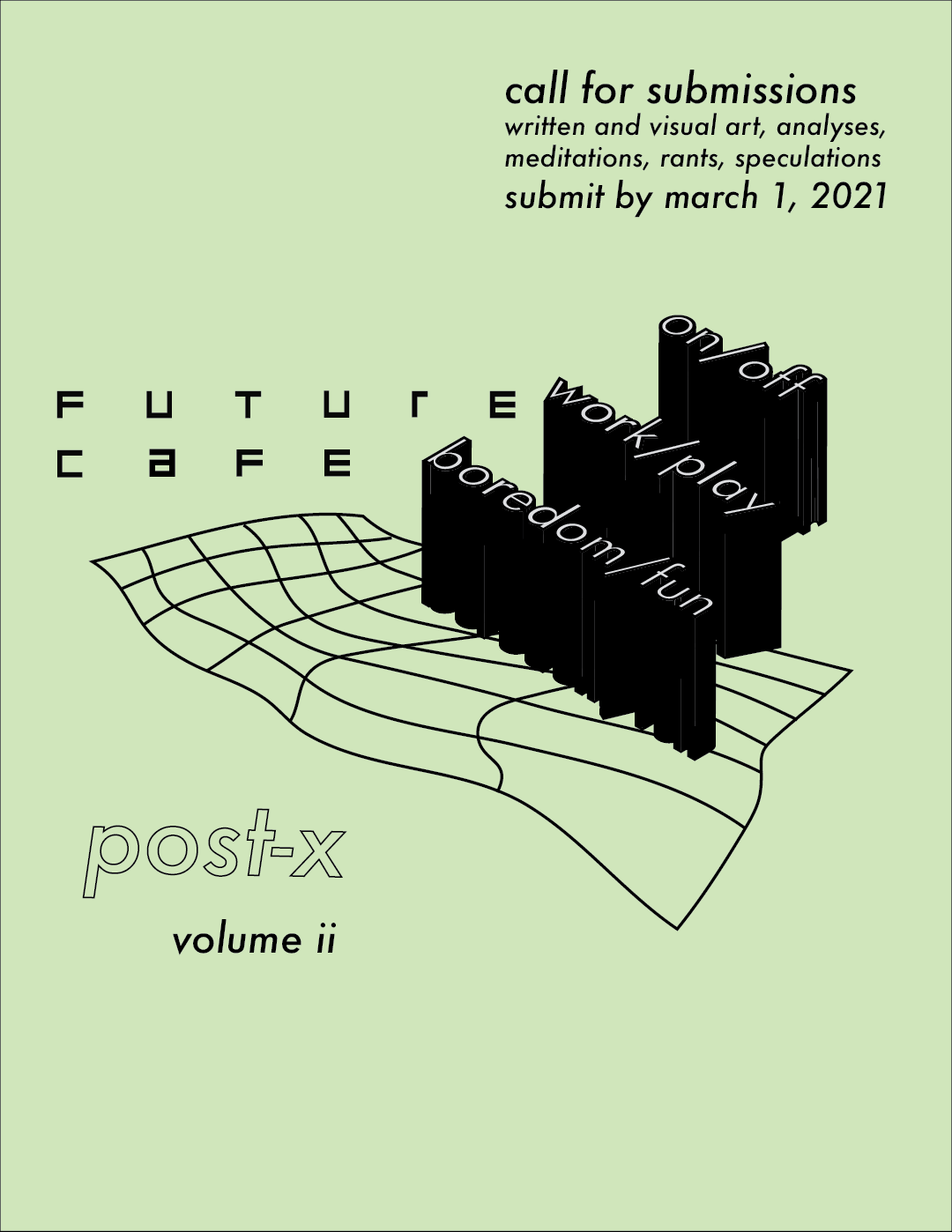 Future cafe post-x volume 2 poster; text art reading 