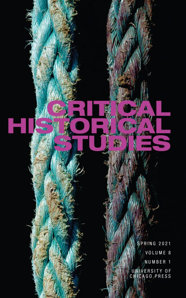 Cover of Critical Historical Studies featuring a detail of two parallel ropes