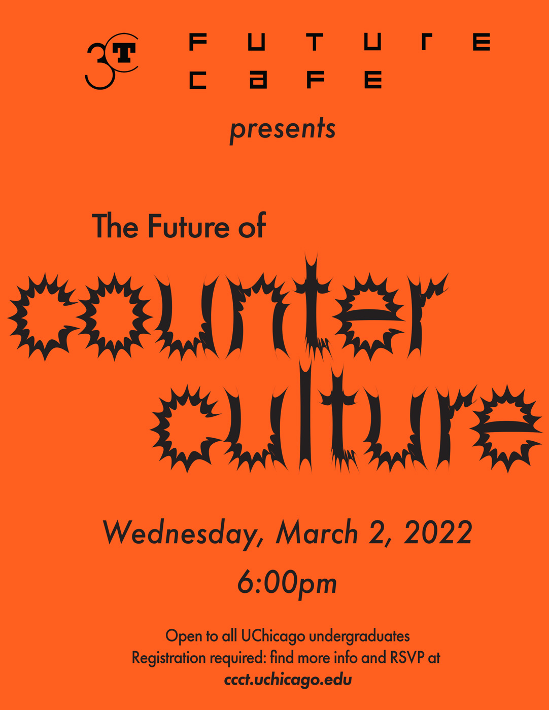 event poster with black text on orange background