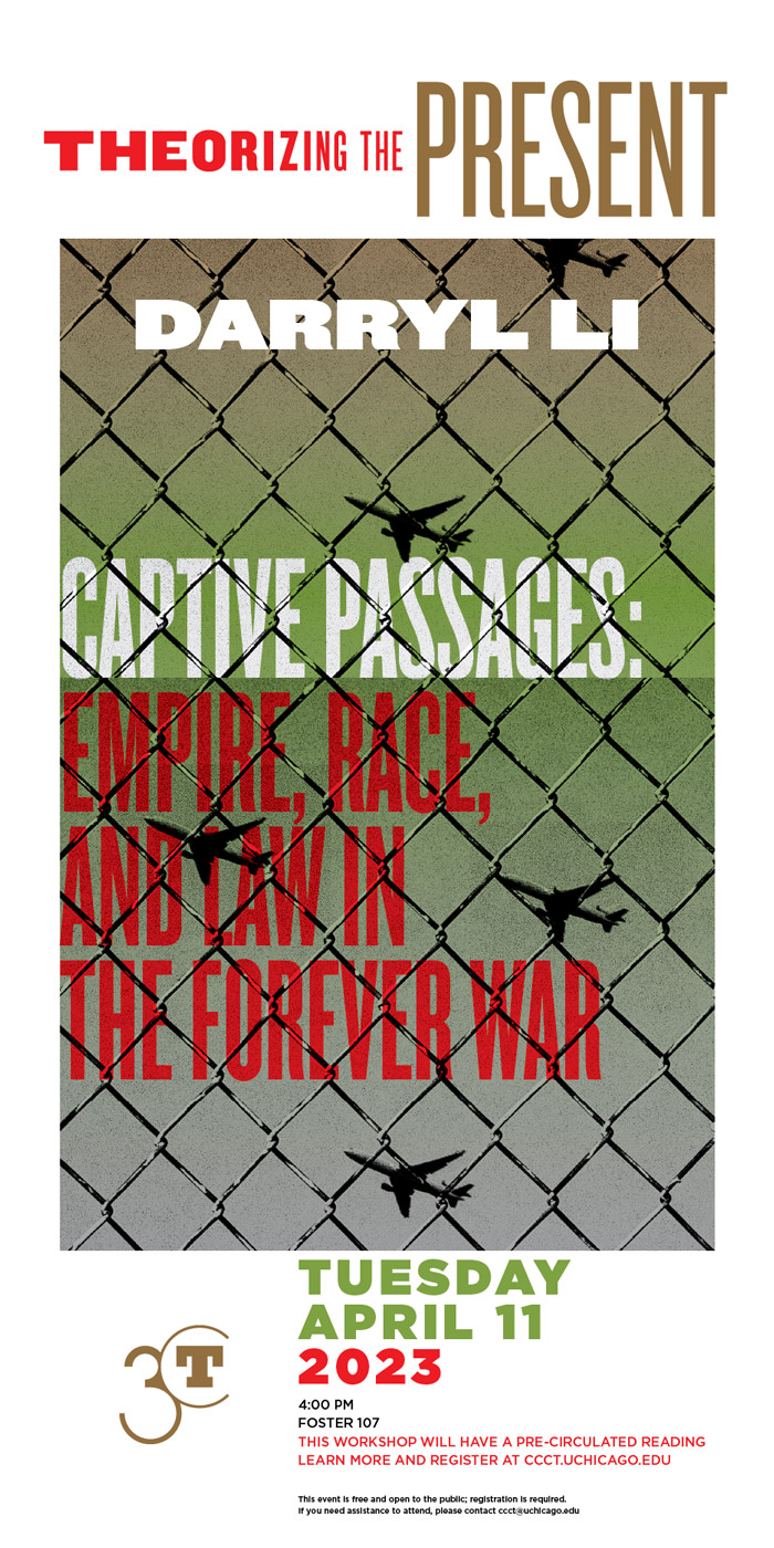 Event poster featuring white, red, and green text over an image of airplanes behind a chain-link fence