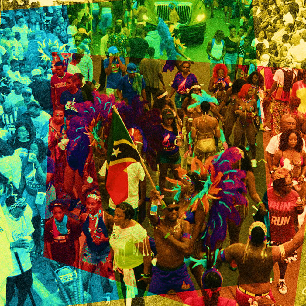 brightly colored image of crowd of people